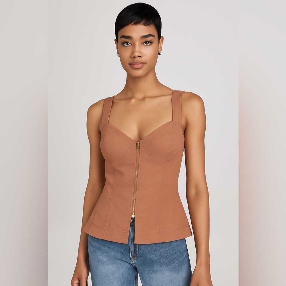 Tanya taylor rava tank top zip front sleeveless
